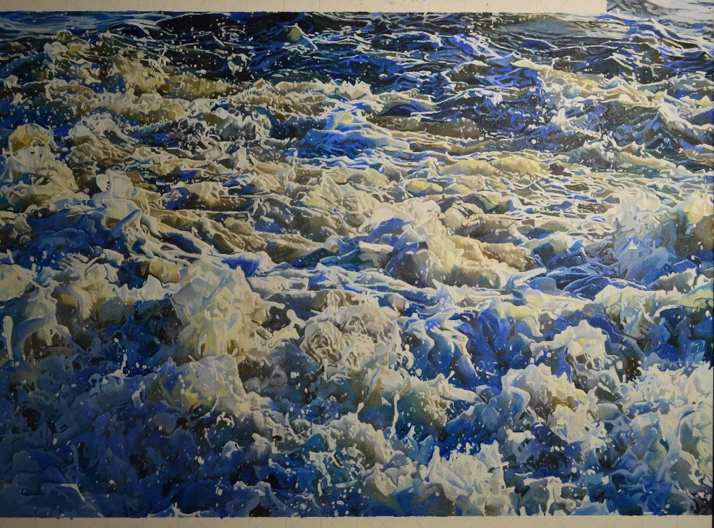 painting in progress - Breaking Waves - 123cm x 93cm